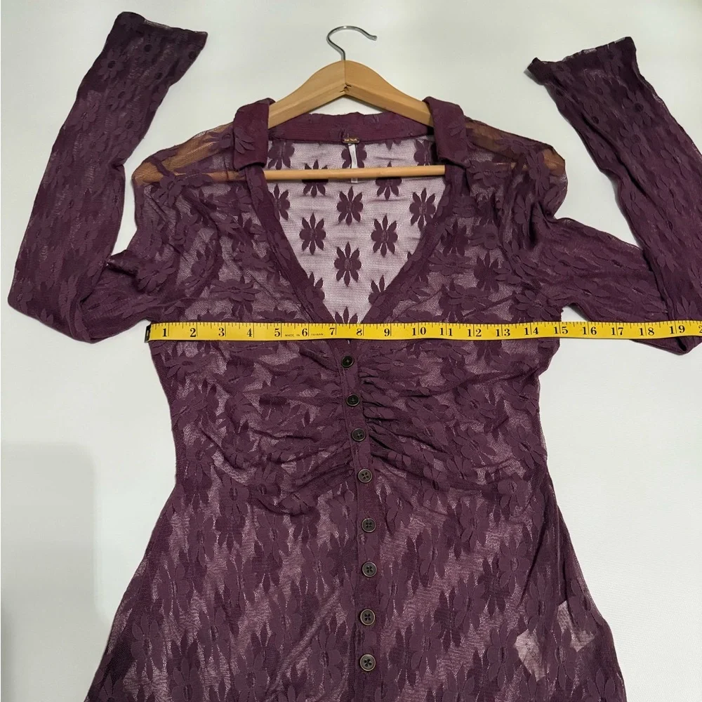 Free People Flowers Fields Mesh Button Up Shirt Size: XS - Picture 8 of 14